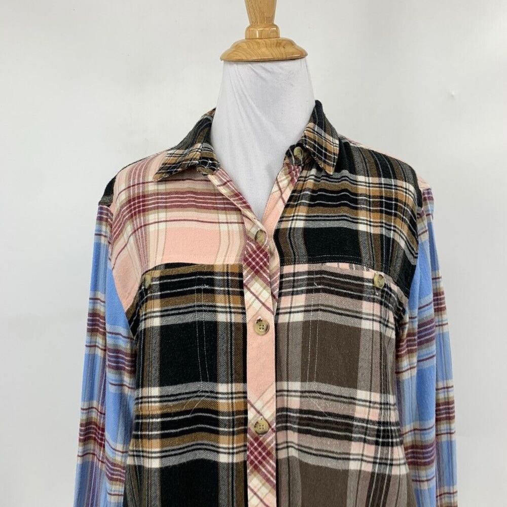 Rails Shirt Womens S Medium Multi Brando Chelsea Plaid Patchwork Button Raw Hem - Picture 3 of 11